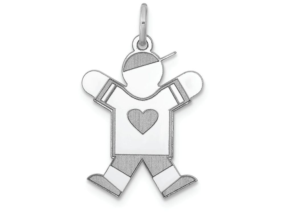FJC Finejewelers 14k White Gold Kid Charm 15 x 25mm Themed Boy Jumping
