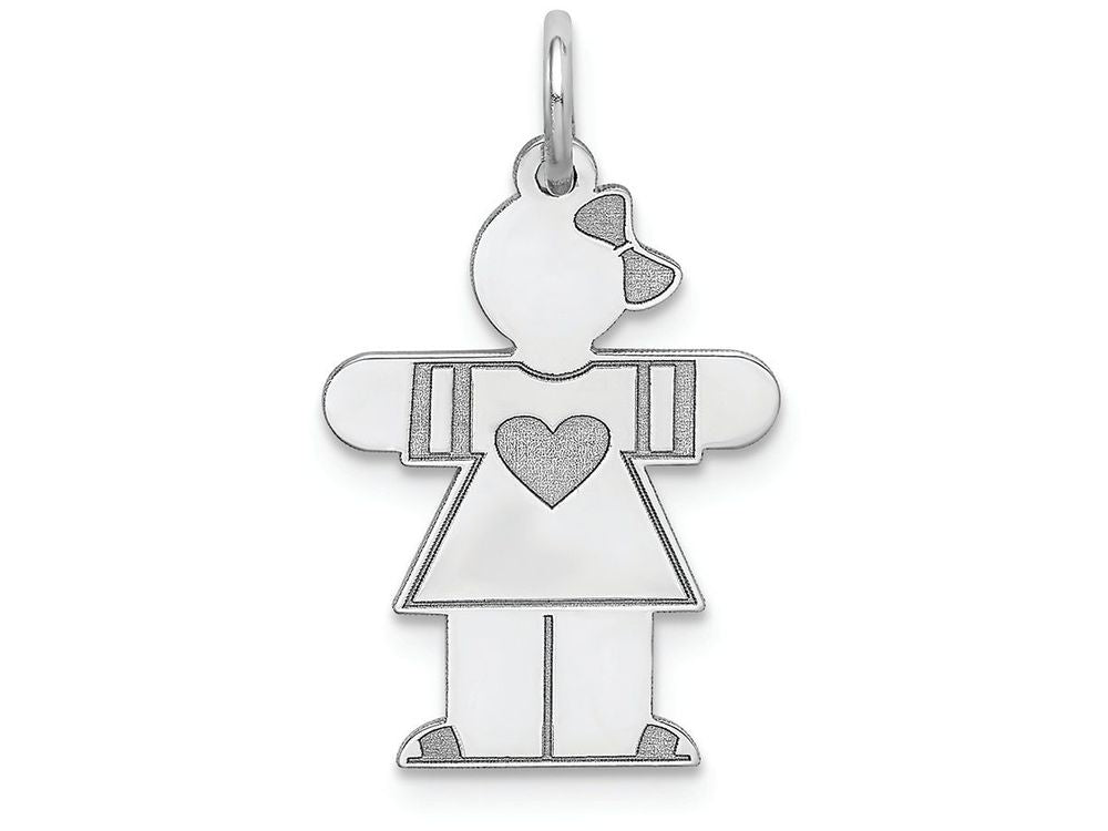 FJC Finejewelers 14k White Gold Girl Themed Kid Charm 15 x 25mm