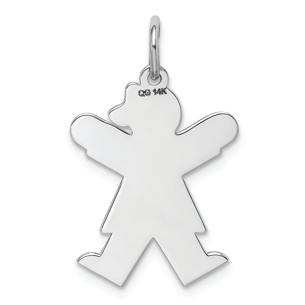 FJC Finejewelers 14k White Gold Girl with Heart and Bow Kid Charm 15 x 25mm