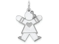 FJC Finejewelers 14k White Gold Girl with Heart and Bow Kid Charm 15 x 25mm