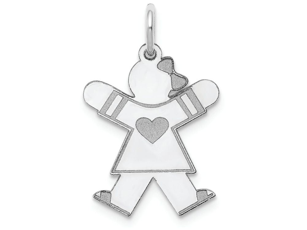 FJC Finejewelers 14k White Gold Girl with Heart and Bow Kid Charm 15 x 25mm