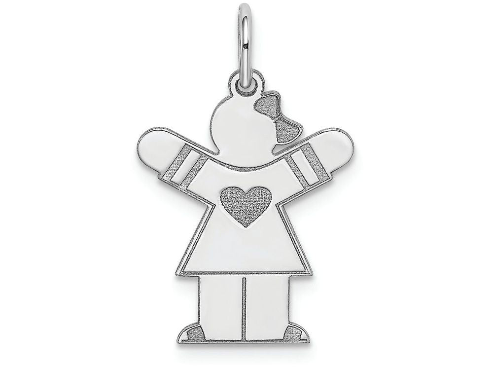 FJC Finejewelers 14k White Gold Girl with Heart Kid Charm 15 x 25mm