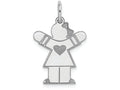 FJC Finejewelers 14k White Gold Girl with Heart Kid Charm 15 x 25mm