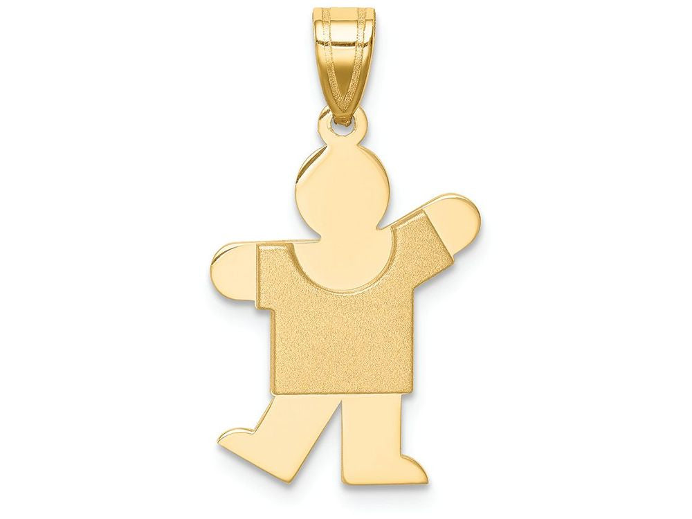 FJC Finejewelers 14k Yellow Gold Solid Satin Engravable Boy Charm