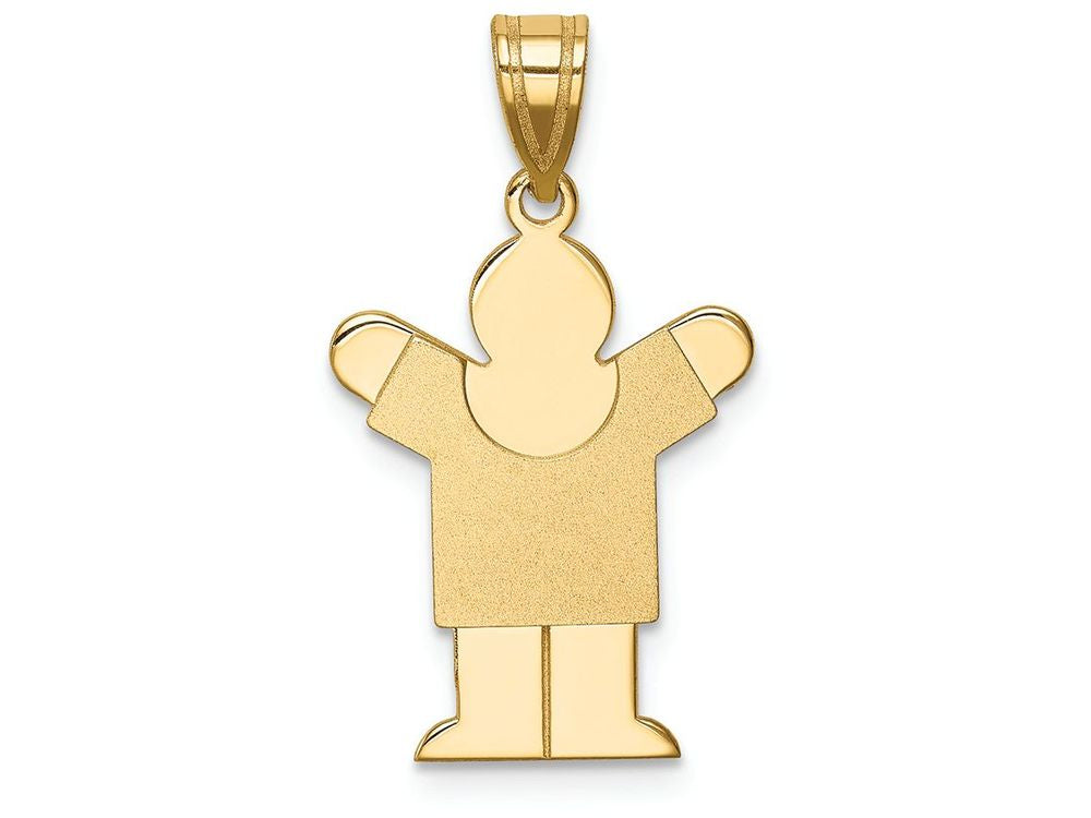 FJC Finejewelers 14k Yellow Gold Solid Satin Engravable Boy Charm