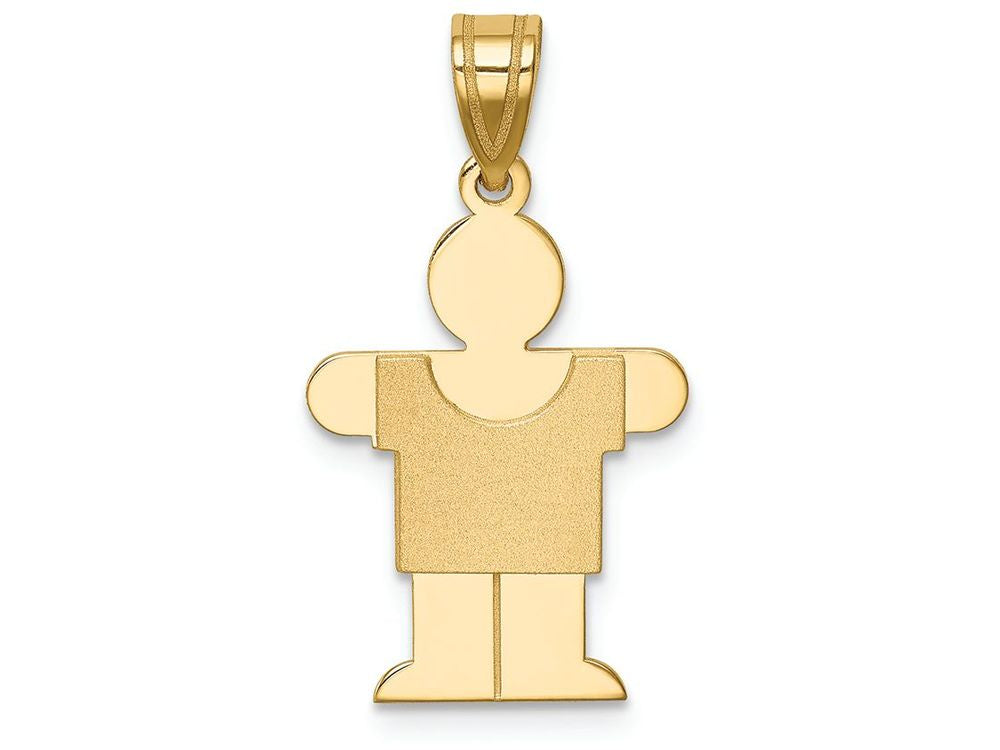 FJC Finejewelers 14k Yellow Gold Solid Satin Engravable Boy Charm