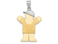 FJC Finejewelers 14k Two-tone Gold Small Boy with Hat On Right Engravable Charm