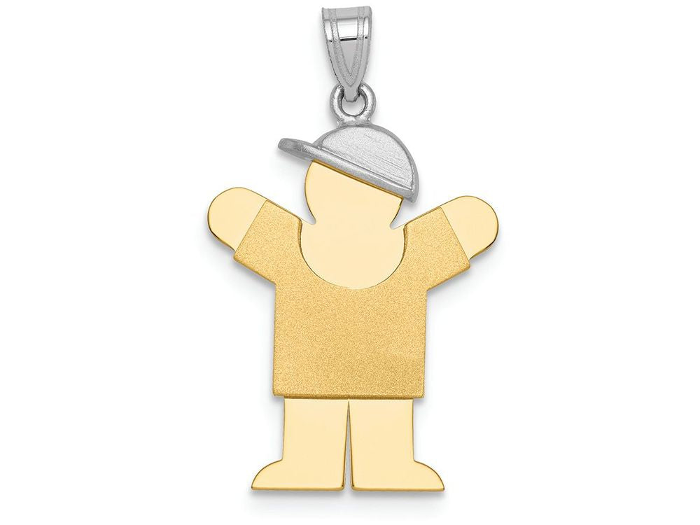 FJC Finejewelers 14k Two-tone Gold Small Boy with Hat On Right Engravable Charm