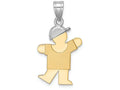 The Kids Small Boy with Hat on Left Engraveable Charm / Pendant Necklace