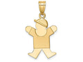 The Kids Solid Engraveable Boy with Hat on Right Charm / Pendant Necklace
