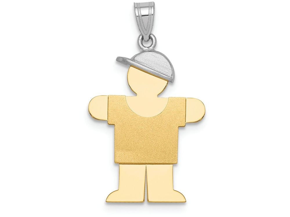 FJC Finejewelers 14k Two-tone Gold Small Boy with Hat On Right Engravable Charm 14 x 26mm