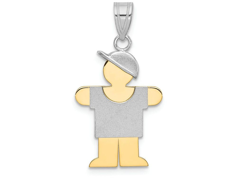 FJC Finejewelers 14k Two-tone Gold Small Boy with Hat On Right Engravable Charm 15 x 25mm