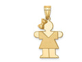 FJC Finejewelers 14k Yellow Gold Solid Engravable Girl with Bow On Left Charm 15 x 30mm