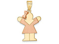FJC Finejewelers 14k Two-tone Gold Small Girl with Bow On Left Engravable Charm
