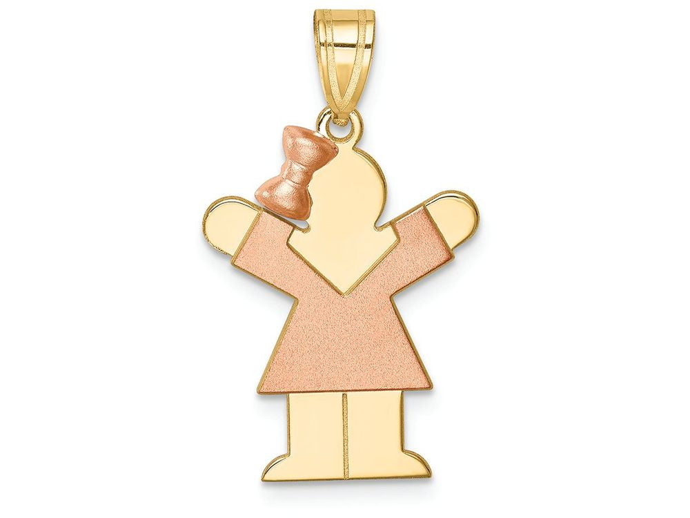 FJC Finejewelers 14k Two-tone Gold Small Girl with Bow On Left Engravable Charm