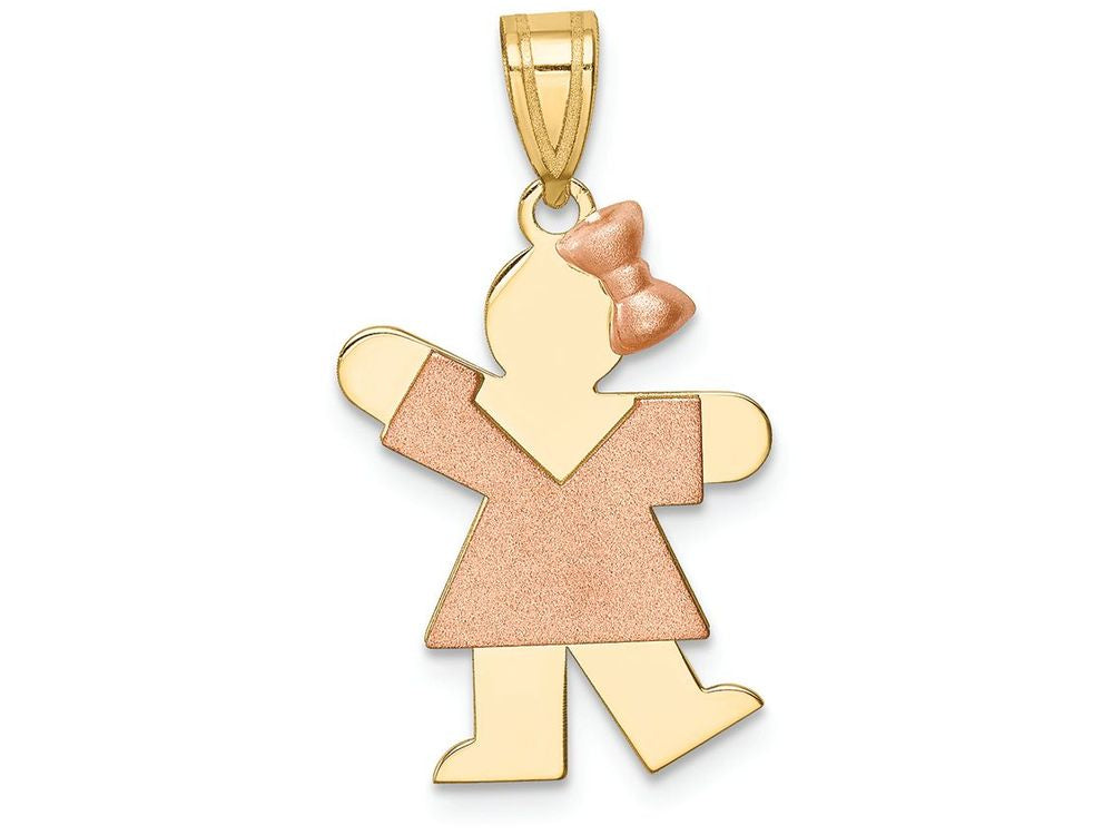 FJC Finejewelers 14k Two-tone Gold Small Girl with Bow On Right Engravable Charm 15 x 25mm