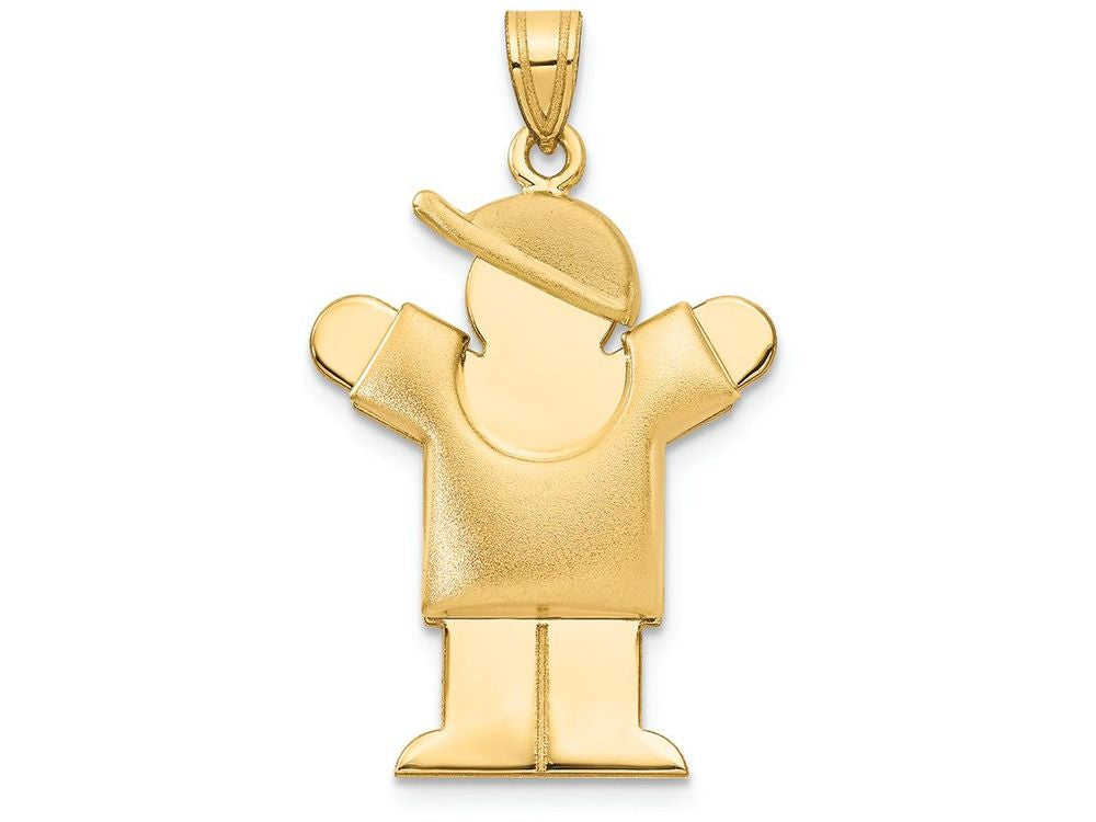 FJC Finejewelers 14k Yellow Gold Puffed Boy with Hat On Right Engravable Charm
