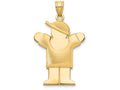 FJC Finejewelers 14k Yellow Gold Puffed Boy with Hat On Right Engravable Charm