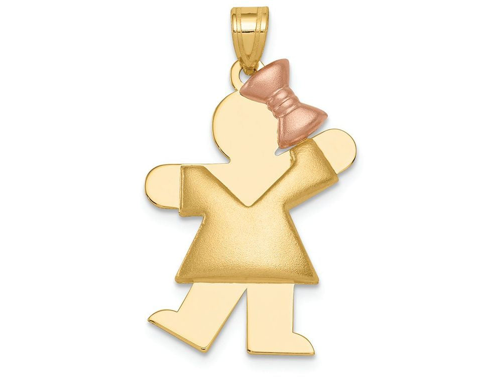 FJC Finejewelers 14k Puffed Girl with Bow On Right Engravable Charm