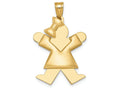 FJC Finejewelers 14k Yellow Gold Puffed Girl with Bow On Left Engravable Charm