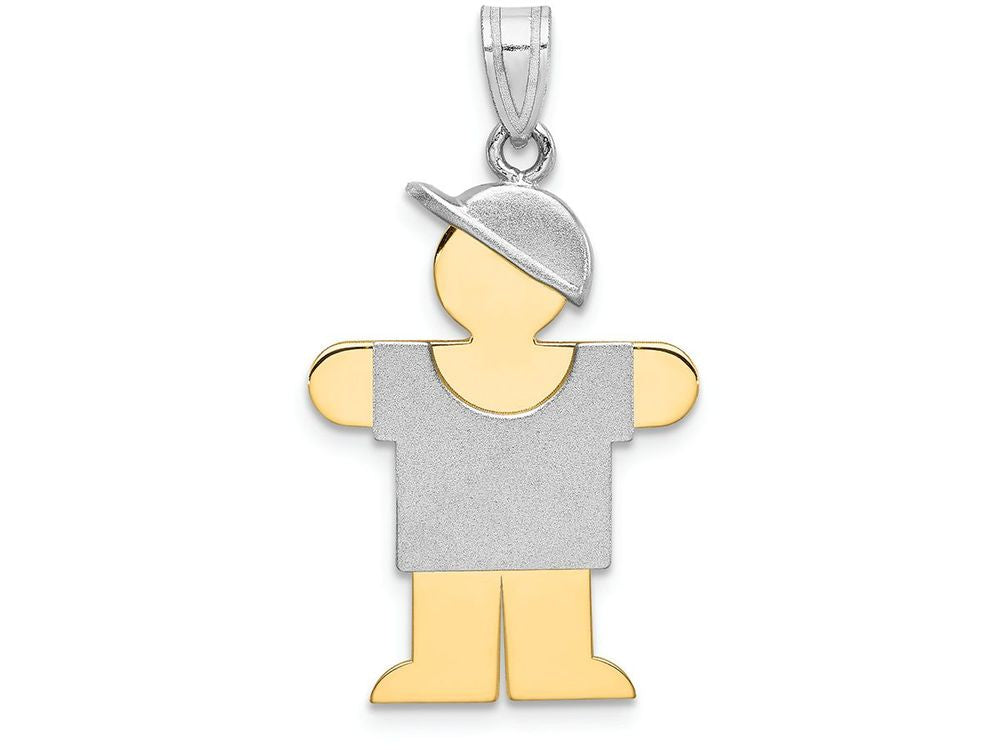 FJC Finejewelers 14k Two-tone Gold Large Boy with Hat On Right Engravable Charm 20 x 30mm