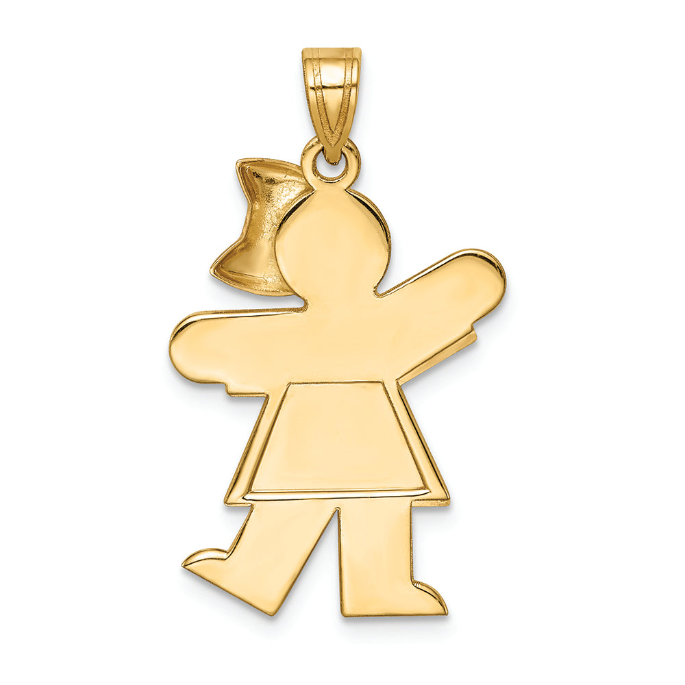 FJC Finejewelers 14k Two-tone Gold Large Girl with Bow On Right Engravable Charm 20 x 30mm