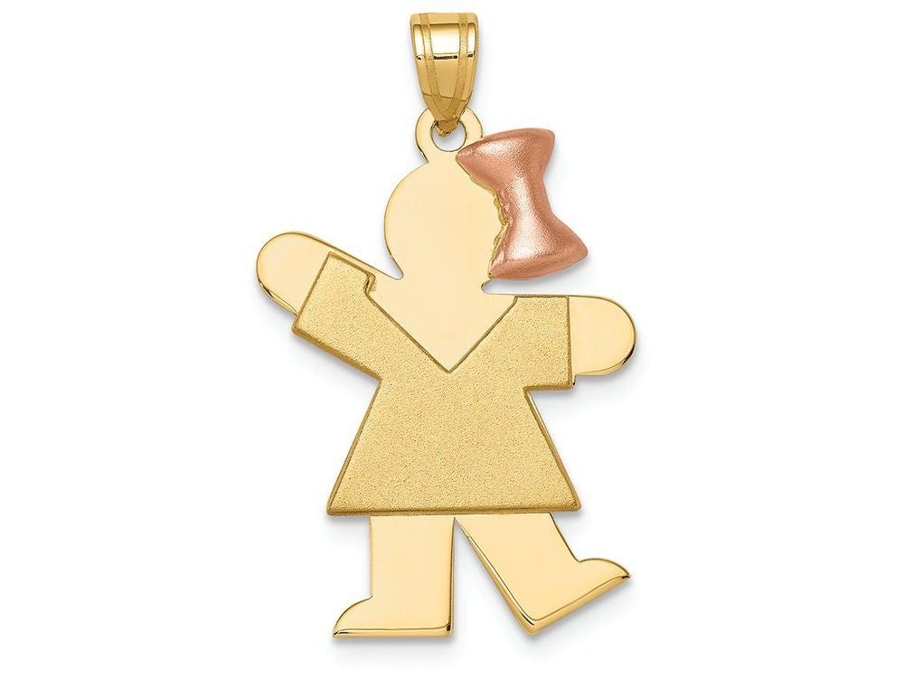 FJC Finejewelers 14k Two-tone Gold Large Girl with Bow On Right Engravable Charm 20 x 30mm