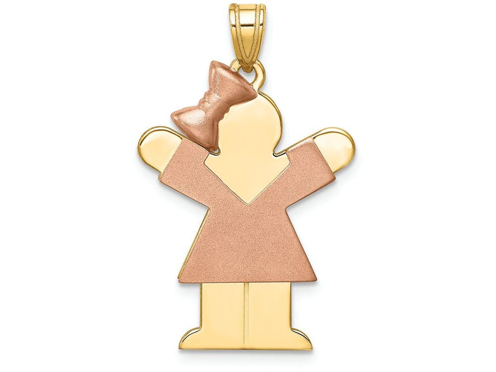 FJC Finejewelers 14k Two-tone Gold Large Girl with Bow On Left Engravable Charm 20 x 30mm