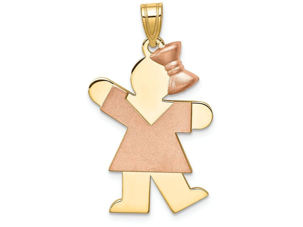 FJC Finejewelers 14k Two-tone Gold Large Girl with Bow On Right Engravable Charm