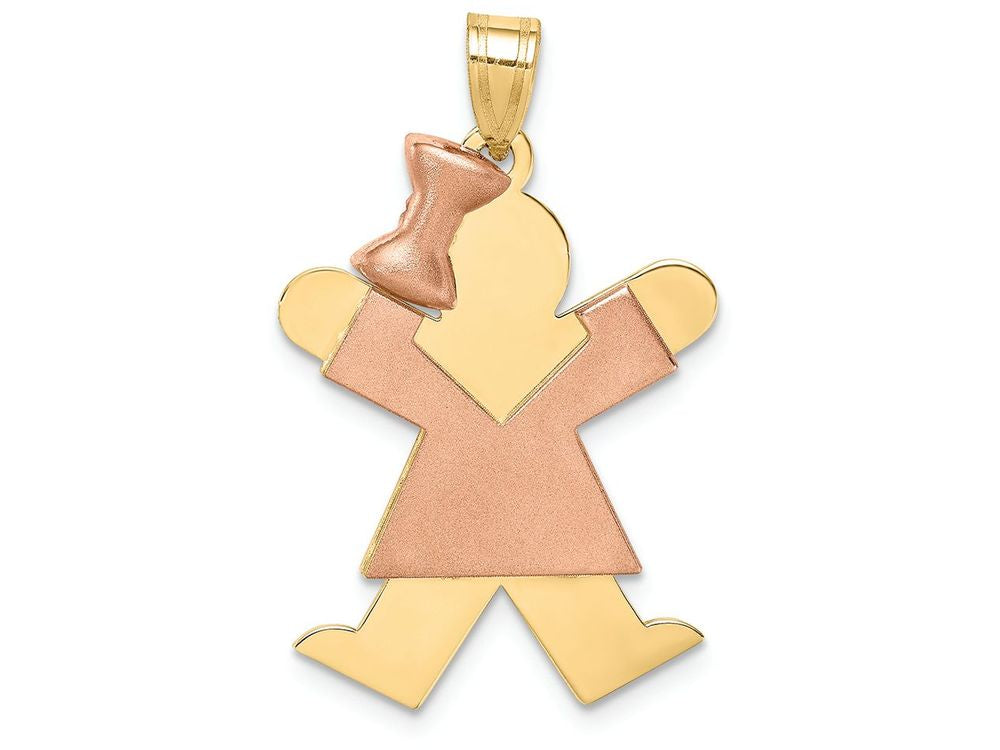 FJC Finejewelers 14k Two-tone Gold Large Girl with Bow On Left Engravable Charm