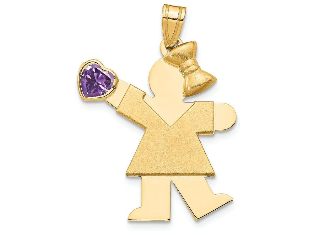 FJC Finejewelers 14k Yellow Gold Girl with CZ February Birth Month Stone Charm