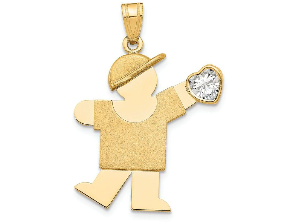 FJC Finejewelers 14k Yellow Gold Boy with CZ April Birth Month Stone Charm