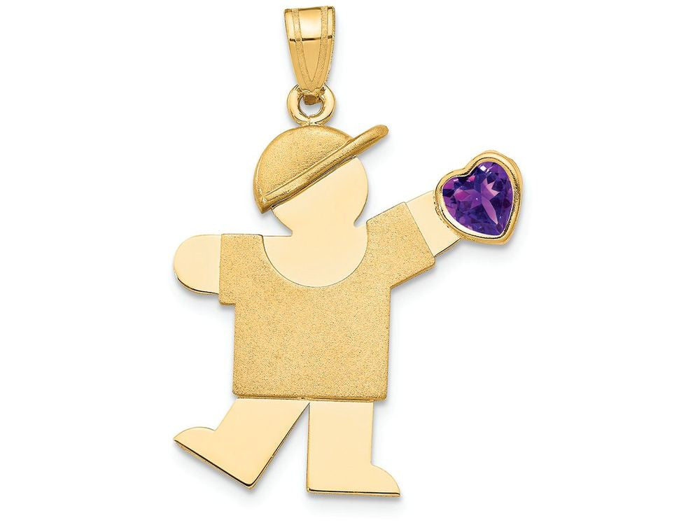 FJC Finejewelers 14k Yellow Gold Boy with CZ February Birth Month Stone Charm