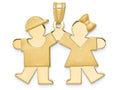 FJC Finejewelers 14k Yellow Gold Solid Boy Facing Right Girl Facing Left Engravable Charm