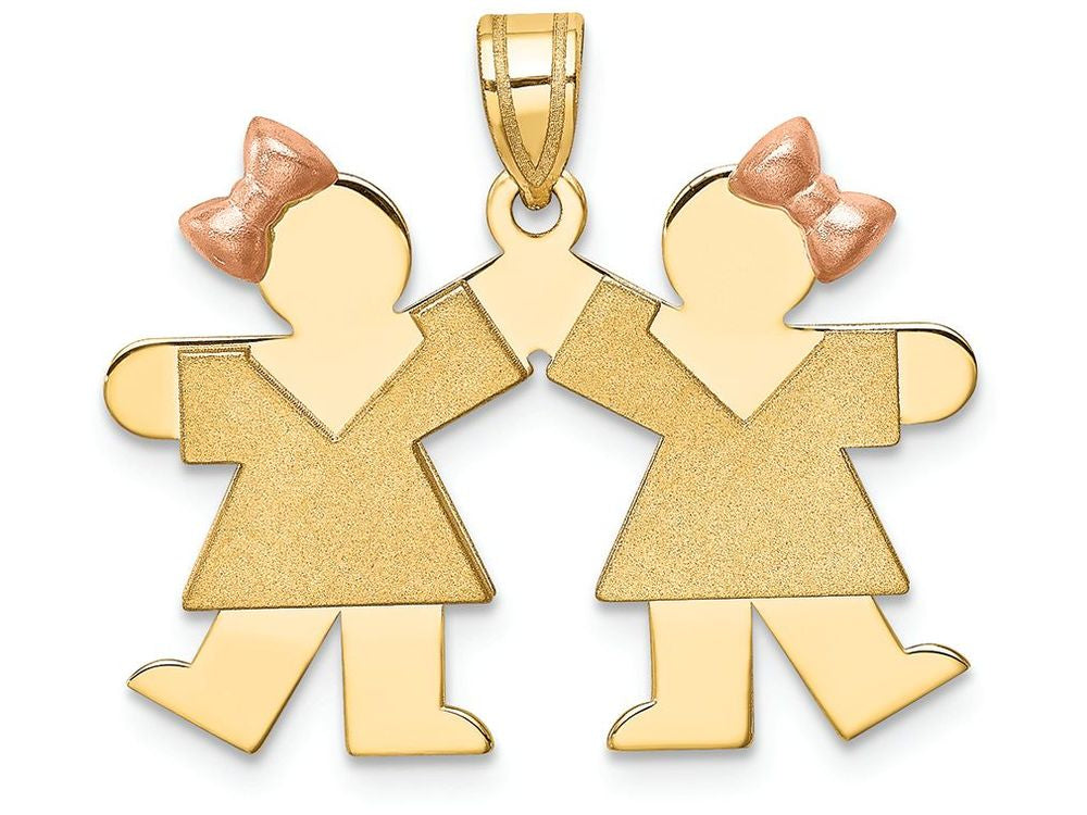 FJC Finejewelers 14k Two-tone Gold Small Double Girls Engravable Charm
