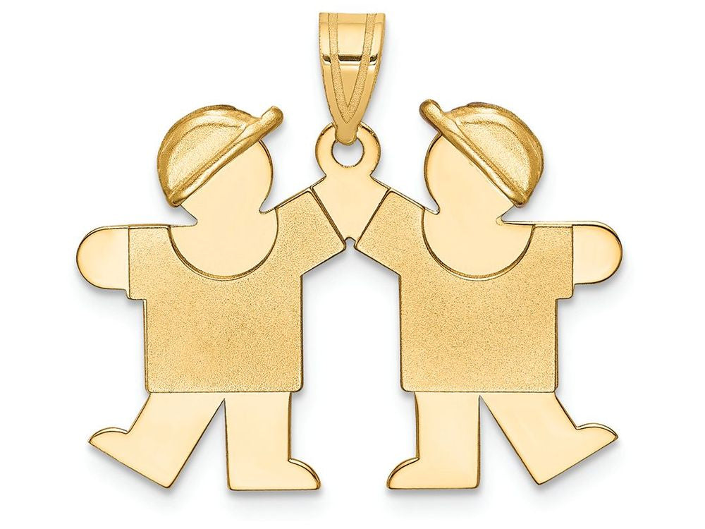 FJC Finejewelers 14k Yellow Gold Solid Double Boys Engravable Charm