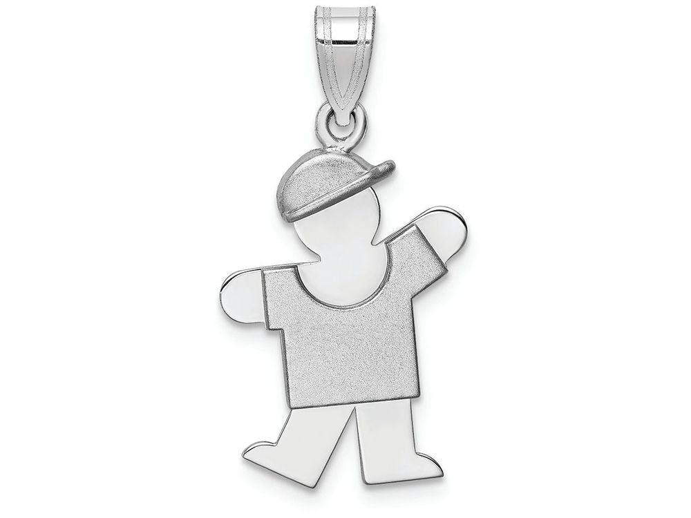 FJC Finejewelers 14k White Gold Small Boy with Hat On Left Engravable Charm