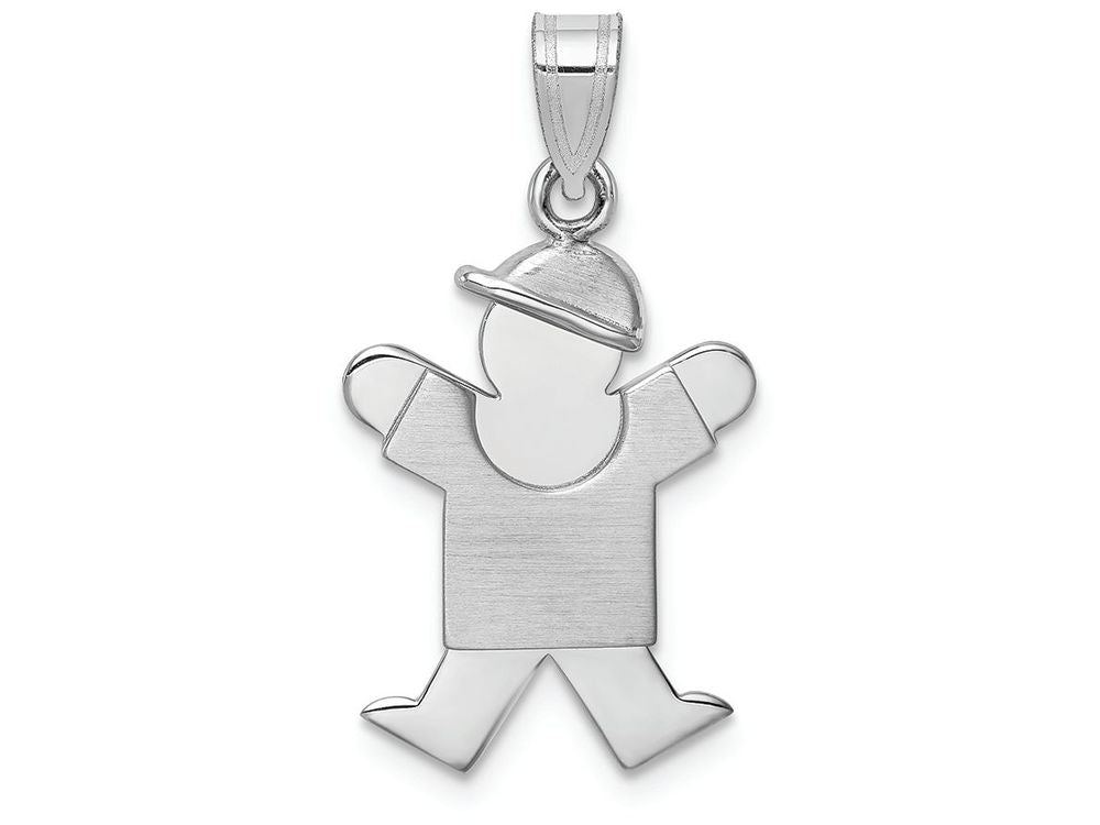 FJC Finejewelers 14k White Gold Small Boy Hat On Right Engravable Charm 15 x 25mm