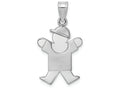 FJC Finejewelers 14k White Gold Small Boy Hat On Right Engravable Charm 15 x 25mm