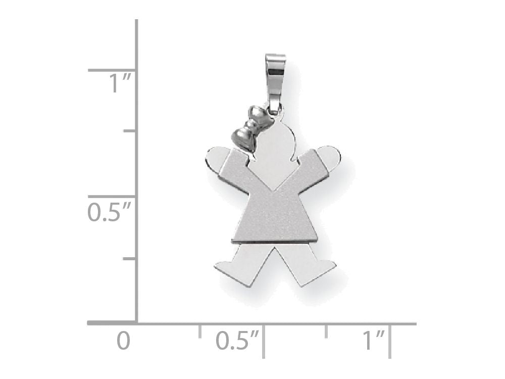 The Kids Small Girl with Bow on Left Engraveable Charm / Pendant Necklace