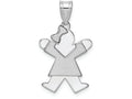 The Kids Small Girl with Bow on Left Engraveable Charm / Pendant Necklace