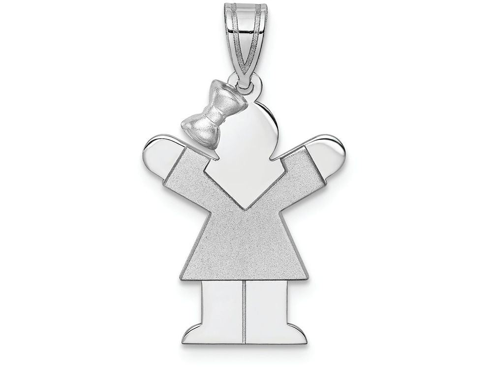 FJC Finejewelers 14k White Gold Small Girl with Bow On Left Engravable Charm