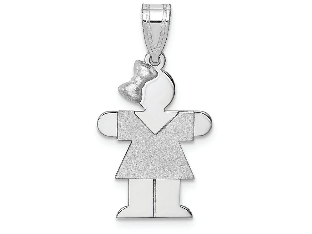 FJC Finejewelers 14k White Gold Small Girl with Bow On Left Engravable Charm