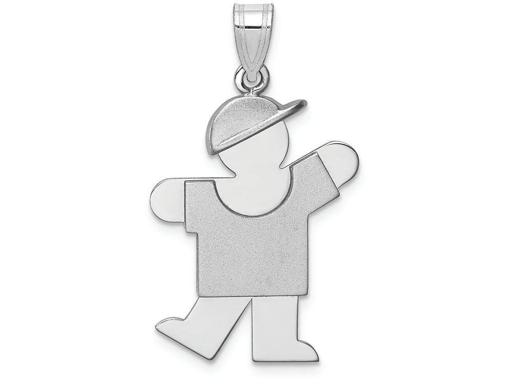 FJC Finejewelers 14k White Gold Medium Boy with Hat On Left Engravable Charm