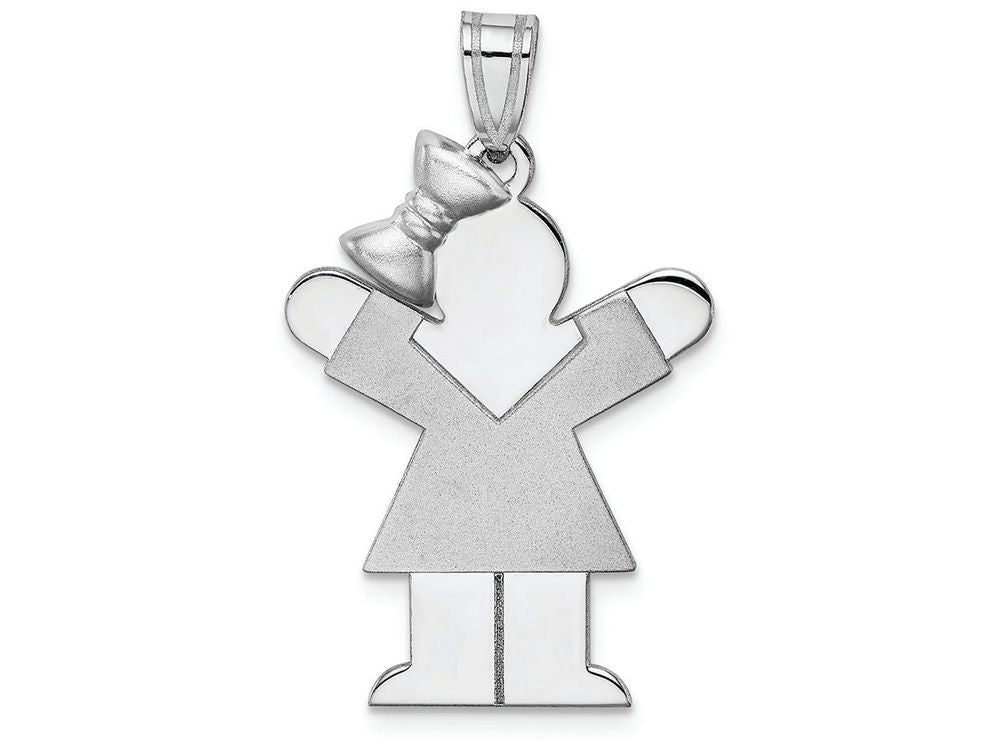 FJC Finejewelers 14k White Gold Medium Girl with Bow On Left Engravable Charm 18 x 30mm