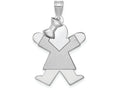 FJC Finejewelers 14k White Gold Medium Girl with Bow On Left Engravable Charm