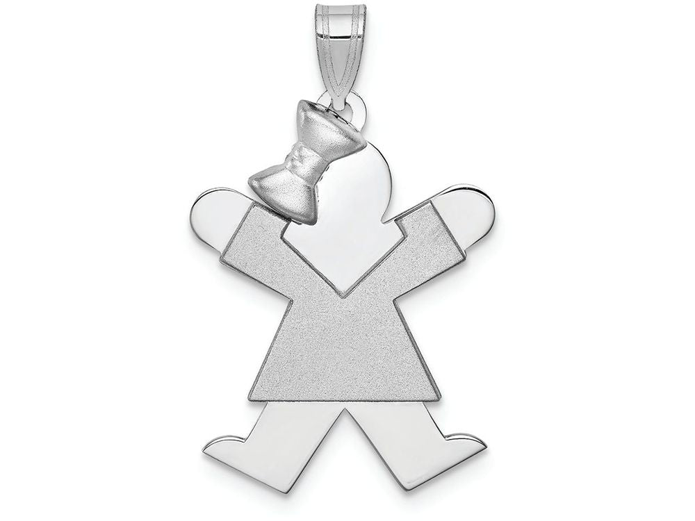 FJC Finejewelers 14k White Gold Medium Girl with Bow On Left Engravable Charm