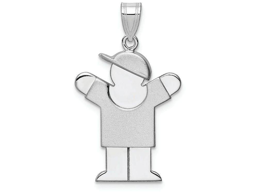 FJC Finejewelers 14k White Gold Medium Boy with Hat On Right Engravable Charm