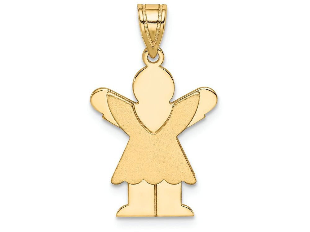 FJC Finejewelers 14k Yellow Gold Satin Engravable Girl with Ruffled Skirt Charm