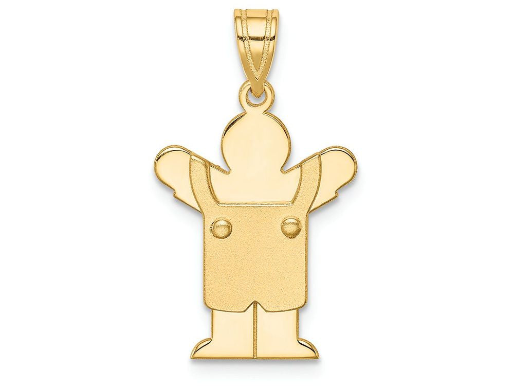 FJC Finejewelers 14k Yellow Gold Solid Satin Engravable Boy with Overalls Charm